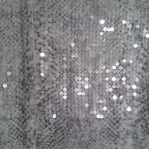 White House Black Market Light Grey White Snakeskin Sequin Cardigan Sweater Sm - Picture 2 of 6